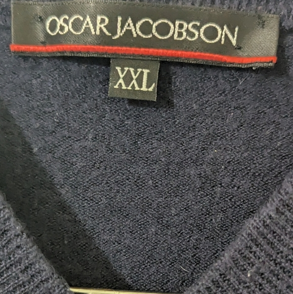 Oscar Jacobson Navy Blue Vneck Sweater Vest Embroidered Ryder Cup K Club XXL N - Picture 3 of 6